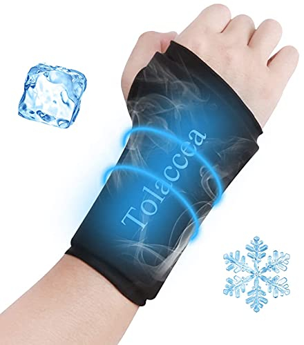 Poche de Glace Poignet et Manchon de Compression de glace pour le soulagement de la douleur, poche de froid en gel pour le tunnel carpien, la tendinite, les gonflements, la polyarthrite rhumatoïde(M)