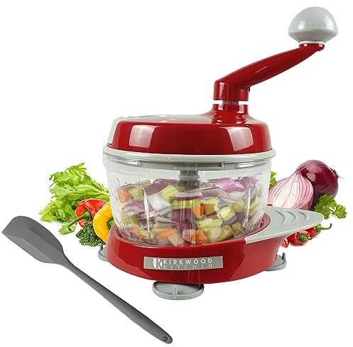 KIRKWOOD KITCHEN Multi-function Manual Food Processor Kitchen Meat Grinder Vegetable Chopper, Slicer Spinner Dicer for Fruits, Herbs, Lettuce, Salad Foods