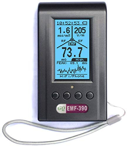 Advanced EMF Meter GQ EMF-390 3-in-1 EMF ELF RF Meter, Low-Band 5G Cell Tower Smart Meter WiFi Signal Detector RF up to 10GHz with Data Logger and 2.5Ghz Spectrum Analyzer
