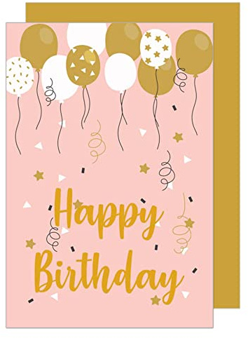 Edition Seidel tarjeta de cumpleaños de primera calidad con repujado en oro fino y sobre - tarjeta de felicitación de cumpleaños para hombres y mujeres (G2890 SW022)
