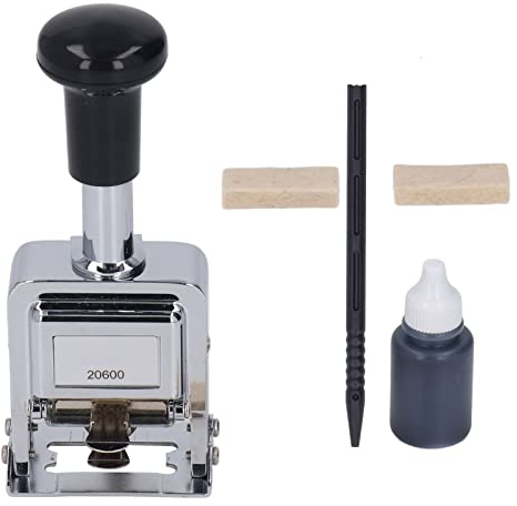 Zerodis Automatische Nummeriermaschine, Selbstfärbender Nummernstempel, Einfache Bedienung, Zink Legierung, 4,7 x 3,1 x 1,6 Zoll, Klarer Selbstfärbender Nummernstempel für Ticket-Seriennummer
