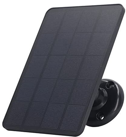 Panel Solar para Cámara de Seguridad, 10W DC 5V Micro USB Panel Solar Rotación de 360° IPX6 Cargador de Panel Solar Impermeable para Cámara de Seguridad Inalámbrica Al Aire Libre (Negro)