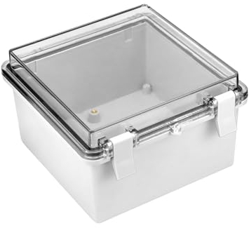 QWORK® Wetterfeste Abzweigdose, 150 x 150 x 90 mm Schaltschrank Außen, PC/ABS-Legierung IP65 Wasserdicht mit Aufklappbarem Transparentem Deckel