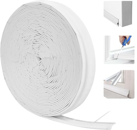LPAMABA 12mx3cm Abdichtung Fenster Zugluft Tür Abdichtung Fenster Dichtung Dichtband Tür Dichtungsband Fenster Abdichtband Fenster Zugluftstopper Selbstklebend Stoßdämpfung Windschutz Schaumstoff Weiß