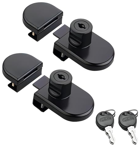 Qrity 2 Pezzi Serratura Vetro, Serratura per Armadietto di Sicurezza con Chiave, Blocco di Vetro Vetrina Serrature, Per 5-8MM Vetro, Nero
