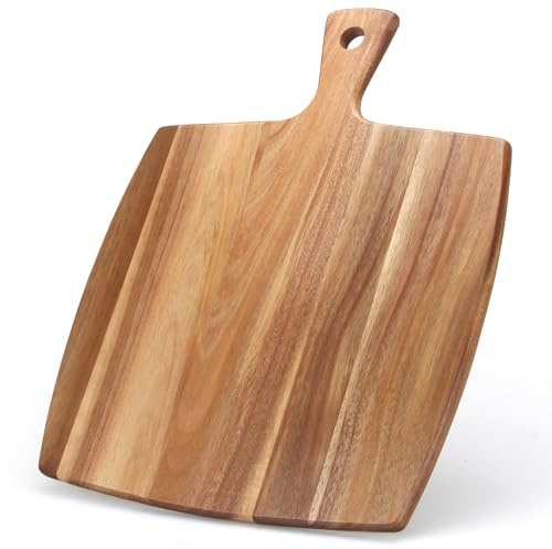 Large Wooden Charcuterie Boards Acacia Wood Cutting Boards for Kitchen Meat Chopping Board Bread Serving Cheese Board Decorative Big Cutting Board With Handle Butcher Block Food Tray Cheese Platter