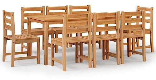 Makastle 9-TLG. Gartenmöbel Set Stühle mit Tisch, Garten Sitzgruppe für 8 Personen, Essgruppe Sitzgarnitur Gartengarnitur Garten Loungemöbel für Terrasse und Balkon, Massivholz Teak