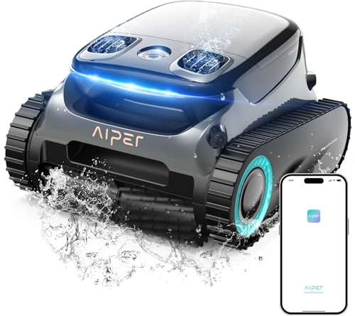 AIPER Scuba S1 Pro Robot Piscine Puissant sans Fil, 180 Mins Autonomie, Aspirateur Piscine Fond et Parois, Nettoyage Horizontal de la Ligne d'eau, Capacité 5L, Idéal pour Les Piscines Enterrées 200㎡