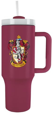 Pyramid International - Tumbler Gryffindor - Mug Isotherme avec Paille et Poignée - 1.2L - Thermos Chaud et Froid