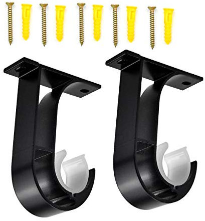 Soporte para barra de cortina de aleación de aluminio, soporte de techo, soporte para barra de cortina, soporte de pared, barra de ducha, barra de armario y barra de ropa (28 mm) con tornillos, color