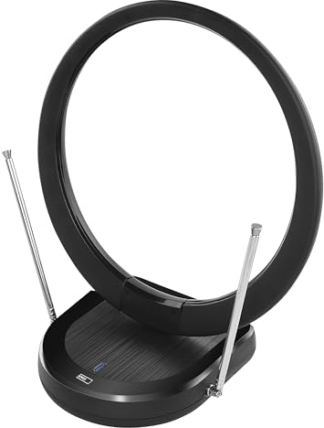 EMOS Antenne d'intérieur design J0704 - Antenne intérieure numérique active pour réception Full HD DVB-T/T2, DAB, avec filtre LTE/5G intégré et amplificateur de signal réglable, réception de signal de