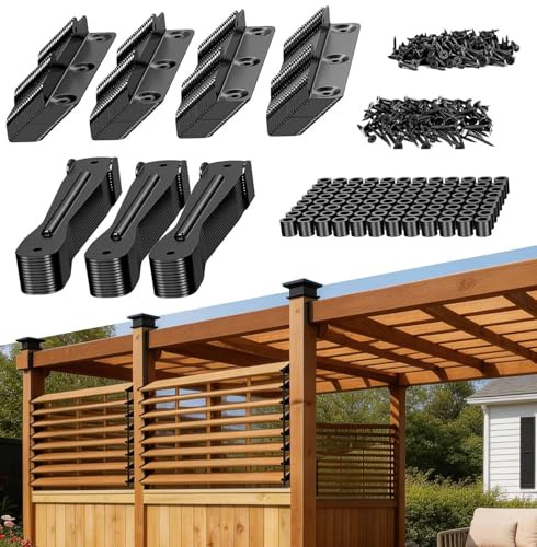 Deck Sunblind System Black Louver Hardware Kit 4 Set Stainless Steel Adjustable Brackets for Outdoor Patio Shade Pergola