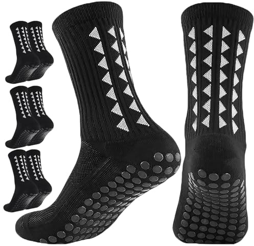 OnseToday 3 Pairs Non Slip Football Socks, Football Grip Socks for Men, Soccer Socks with Rubber Dots for Yoga Running Hiking