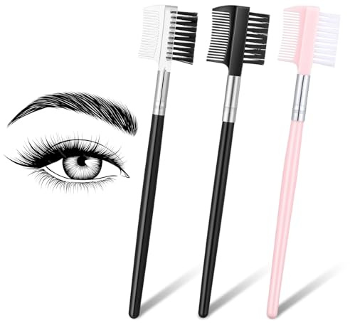 Classicseali Lot de 3 peignes à cils à double tête, peigne à sourcils pour femme, outil de maquillage des yeux pour enlever les mascaras et colorer les sourcils, peigne d'extension de cils