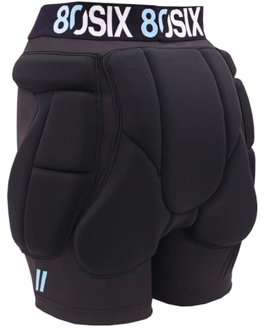 80SIX Pantalones Cortos Acolchados Protectores 3D EVA para Cadera, Muslo y Coxis – Resistente a Impactos para Snowboard, Esquí y Deportes al Aire Libre, Unisex para Niños, Jóvenes y Adultos, XS