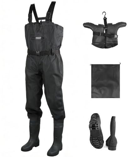 SWAWIS Cuissardes Waders Cuissarde pour Hommes Femmes Chasse Waders Poitrine Pêche Cuissardes avec Bottes Respirantes Imperméables à l'eau 45W