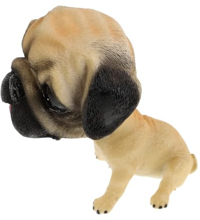 ERINGOGO Figurine à Tête Branlante pour Voiture en Résine Chien Carlin Blanc, Interactif à Têtes à Ressort pour Tableau de Bord, Décoration Amusante et Résistante pour Accessoires Auto