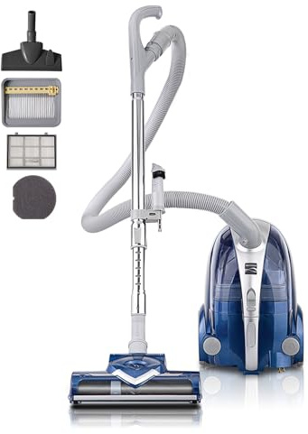 Kenmore Pet-Friendly Lightweight HEPA Canister Vacuum with Variable Modes, Retractable Cord, and Pet Brush - Blue