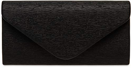 Caspar TA518 Damen kleine elegante Glanz Clutch Tasche Abendtasche, Farbe:schwarz, Größe:Einheitsgröße