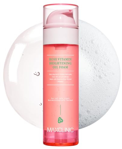 [K-Beauty] Rose Vitamin Oil to Foam - All-in-One Korean Face Wash OilBased Foaming Facial Cleanser - Pore Minimizing & Blackhead Remover - Makeup Deep Cleansing Oil for All Skin Types (3.88 fl oz)