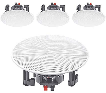 E-Audio B402C 8 Inch Ceiling Speakers 180W Moisture Resistant 2-Way Polymer Tweeter (Set of Four)