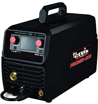 CEVIK PRO - CE-PROMIG200 - Soldador Inverter 3 en 1 MIG/TIG/MMA - 200 Amp - Pantalla LCD en Español - Regulación Sinérgica y Manual - Compatible con Diversos Materiales - Diseño Compacto y Portátil