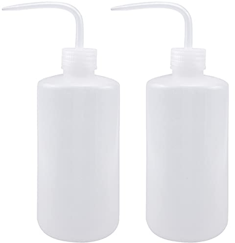 2 Stück Spritzflasche Kunststoff Waschflasche Squeeze Flasche Laborflasche Gießflasche mit Schmalem Mund Quetschflasche Condiment Flaschen Tattoo Waschflasche für Pflanzen Garten Blumen Labor 500 ml