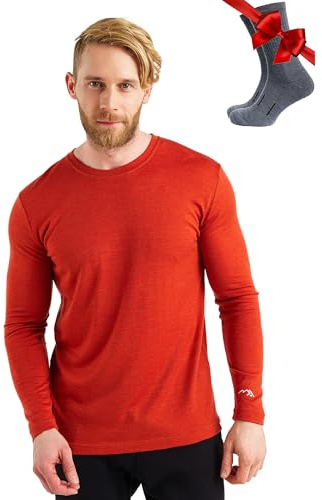 Merino.tech T-shirt för män män (1-pack) | Lätt och ventilerande t-shirt av merinoull, naturligt luktbeständig, mjuk, för vandring, sport