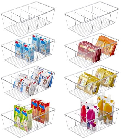Vtopmart 8Pack Kühlschrank Organizer, Küchen Organizer mit Fächern, Transparent Organizer für Kühlschrank, Küche & Vorratsschrank, Snack-Behälter für Gewürzpäckchen