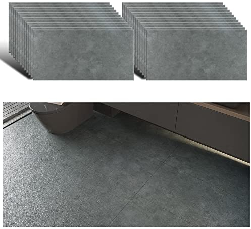 VEELIKE Papel Adhesivo Suelo Vinilo Autoadhesivo Gris Vintage para Cocina Baño Azulejos Baldosas Impermeable Salon 1.5mm 60cm x 30cm 24 Piezas