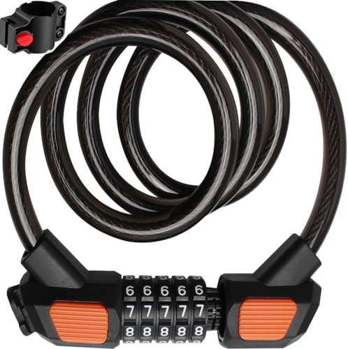 Fahrradschloss 120cm/12mm Kabelschloss I Mit 5-Stellig Zahlencode Zahlenschloss I Fahrrad Schlosser Fahrradhalterung für E-Bikes, Scooter Fahrrad Tricycle
