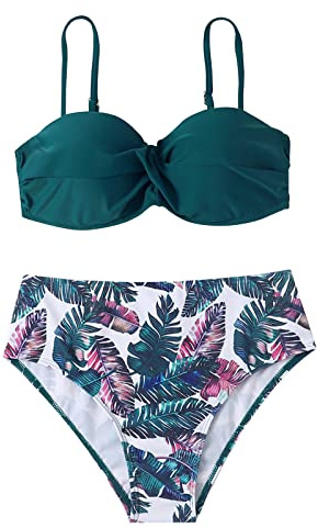 Maillot De Bain Grande Taille Maillot De Bain Push Up Bandeau Deux PièCes pour Femme Maillot De Bain Bikini Bandage Sexy Maillot De Bain Femme 2 Pieces Triangle Trikini pour Nager(Bleu Roi,L)