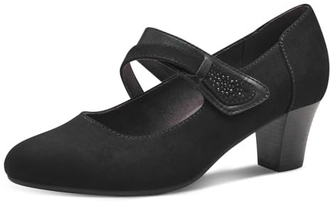 Jana Damen Pumps mit Riemen Mary Jane Vegan, Schwarz (Black), 42 EU