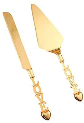 Set di Coltelli e Server per Torte Nuziali, Set per Tagliare Torte per Matrimoni, Set per Servire Torte Personalizzate, Taglierina per Pizza per Torta con Server per Torta di Pasticceria Incisa(AMORE)