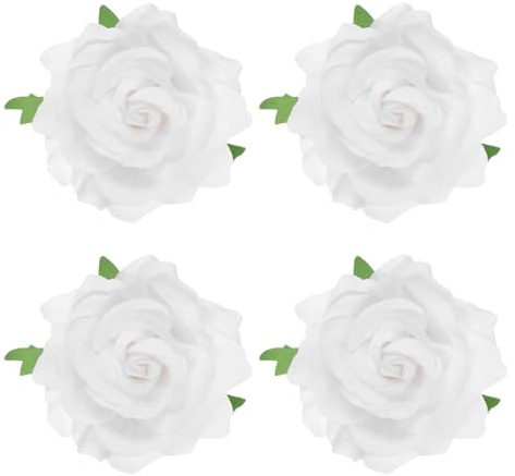 Beavorty ÉPingle À Cheveux Fleur Rose Blanche – 4 PièCes Accessoires De Mariage ÉLéGants Pour Cheveux Broche Pratique Pour DéCoration Et Coiffure Parfaite Pour Les FêTes Et ÉVéNements