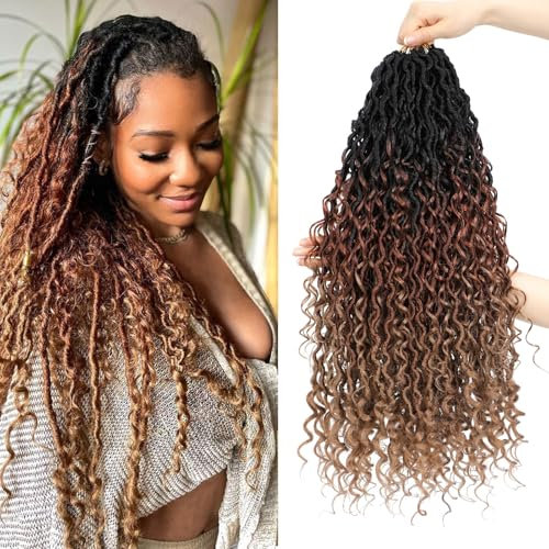 Goddess Locs Crochet Hair For Black Women 10 Inch 8 Packs Faux Locs Crochet Hair Boho Locs Crochet Hair Pre Looped Crochet Locs River Locs With Curly Ends (1B/30/27#)