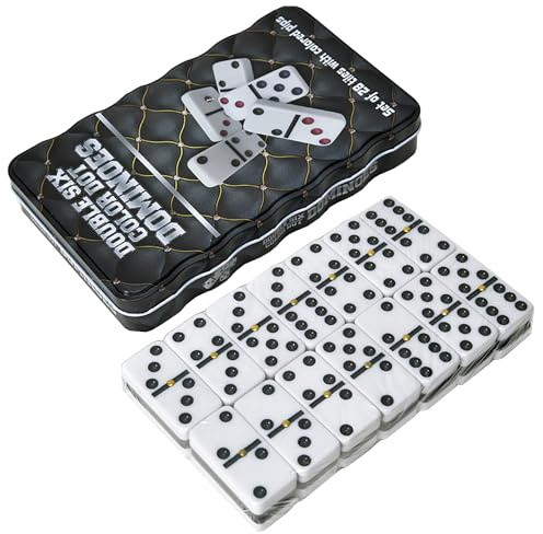 QSLKI Double Six Dominoes Set 28 Pezzi Domino con Scatola, Domino Gioco di Puzzle Giocattolo Educativo, gioco da tavolo in per interni, giocattolo in legno（nero）