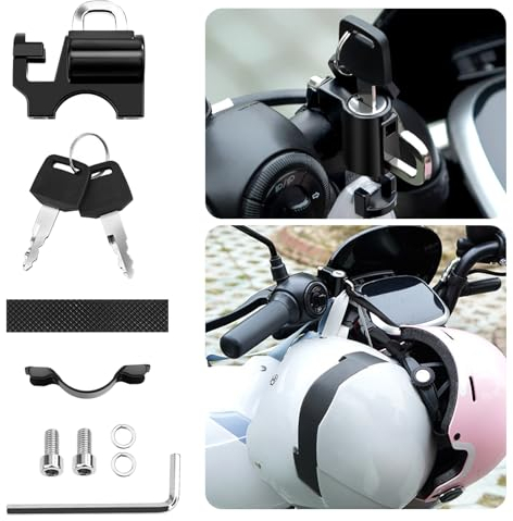 Helmschloss Motorrad, Universal Helmschloss Fahrrad Motorradhelm Schloss Metall Helm Sicherheitsschloss Anti Diebstahl Motorrad Helm Vorhängeschloss mit 2 Schlüsseln