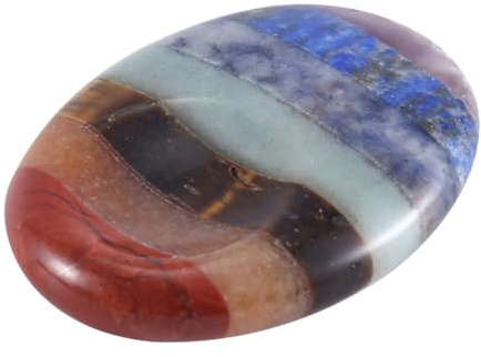 Ginobili Pierre de Souci Du Pouce des 7 Chakras pour le Soulagement Du Stress et de L'Anxiété, Cristaux de Thérapie de Poche de Méditation, Pierres de Massage Naturelles