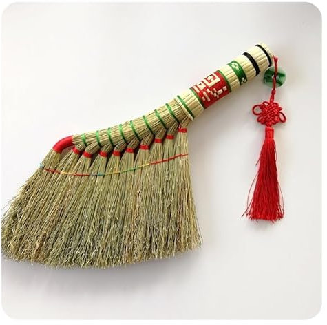 Hrlace Mini balai en paille de riz - Petit balai naturel avec fil de nylon tissé - Pour balayer la saleté, la poussière - 100 % fait main - 1 section 6, 42 cm