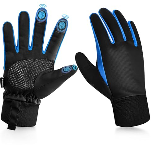 Sukeen Handschuhe Kinder Fahrradhandschuhe Kinder, Softshell Handschuhe Kinder Warme Winterhandschuhe Wasserdicht mit Anti-Rutsch Winddicht Touch Screen Outdoor Sport Laufhandschuhe Schwarz 4-12 Jahre