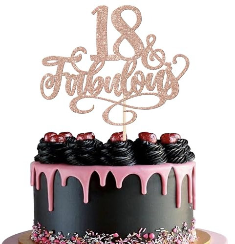 3 Stück 18 & Fabulous Tortendeko 18th Birthday Cake Toppers Prost auf 18 Geburtstag Kuchen Deko 18 & Fabulous Kuchen Dekorationen für 18th Geburtstag Hochzeit Jahrestag Party Tortendekoration Rosegold