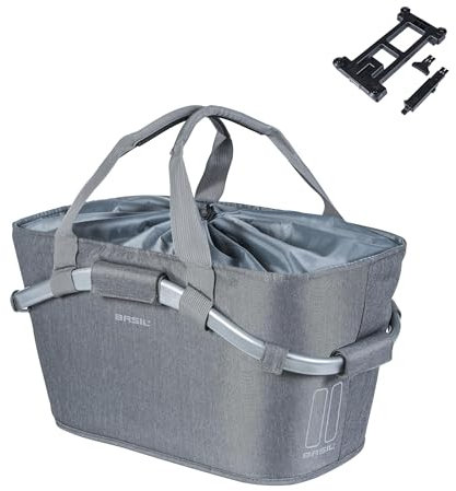 Basil Classic Carry All Fahrradkorb – Hinterrad – MIK-System – abschließbar – wetterfest und stilvoll – 22 Liter – Grau