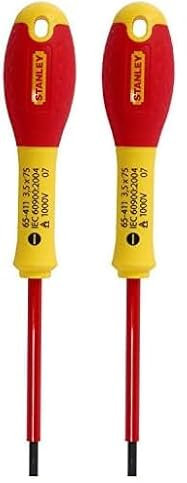 Stanley Fat Max Screwdriver Insulated Slotted 3.5X75Mm-Red and Yellow (Pack of 2)