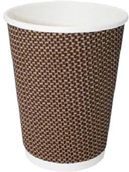 DOT Horeca Solutions - Bicchiere Cartoncino Doppia Parete a Trama Marrone 360 ml (12 oz) – 50 pz - Bicchieri da Asporto per Bevande Calde e Fredde caffè Drink Cocktail