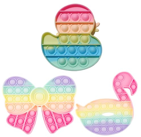 VEOIRXU 3 Piezas Pop it Fidget Toys, Juguetes Antiestres Niños, Push and Pop Bubble Fidget Toy, Juguete Antiestrés Sensorial para Aliviar la Ansiedad, Juego Relajante Antiestrés para Adultos y Niños