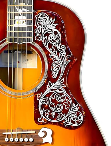 Acoustic Guitar Pickguard 2.4mm Super Scratch-Resistant Tortoise Red | Fits Martin D-28, Gibson J-45, J-200, SJ200, Taylor 314ce | Jumbo/Dreadnought Size | 3M Adhesive No Drill Required