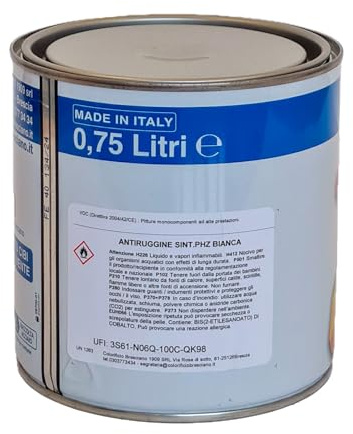 COLORIFICIO BRESCIANO | Antiruggine Sintetica PHZ, Resistente e Ideale per Superfici Metalliche, Bianco, 0,75 litri