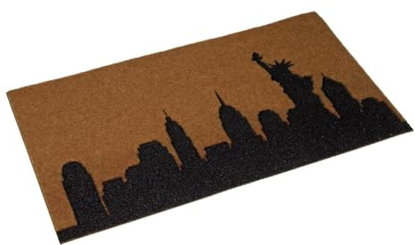 Versa Paillasson New York, Style Moderne, 2x70x40 cm, Polyester, Marron Clair et Noir.