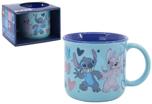 CARTOON Tazza Stitch e Angel Disney doppio colore modello mug in ceramica tazzone ciotola da colazione 355 ml per bambini